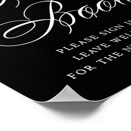 Elegant gastboek witte kalligrafie | Trouwen Poster (Hoek)