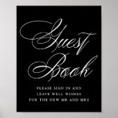 Elegant gastboek witte kalligrafie | Trouwen Poster (Voorkant)