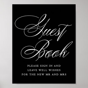 Elegant gastboek witte kalligrafie Trouwen Poster