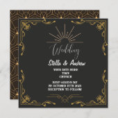 Elegant Gastby Style Art Deco Wedding Uitnodiging (Voorkant / Achterkant)