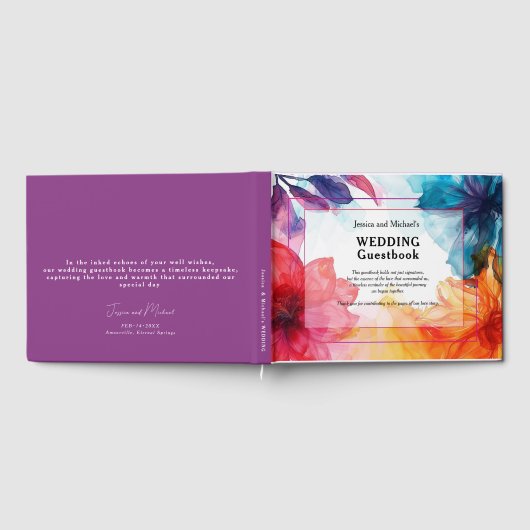 😍 Elegant gastenboek Anemone Dreamscape bruiloft (Volledig)