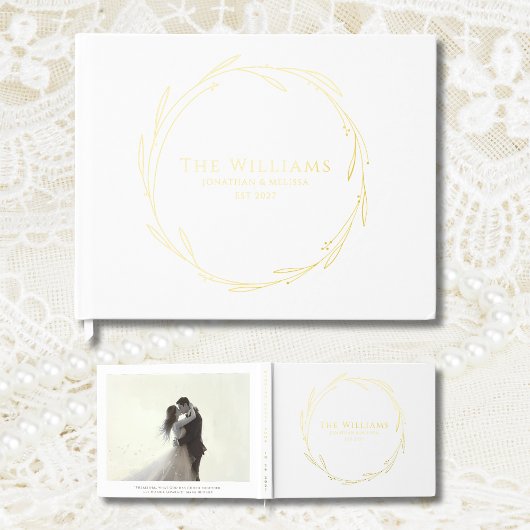 Elegant gastenboek Botanische krans Folie gastenbo