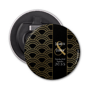Elegant Gatsby Art Deco 1920's Gold Wedding Button Flesopener