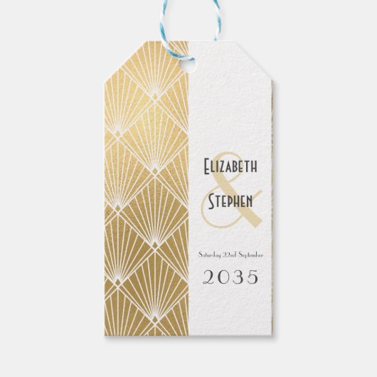 Elegant Gatsby Art Deco 1920's Gold Wedding Cadeaulabel (Voorkant)