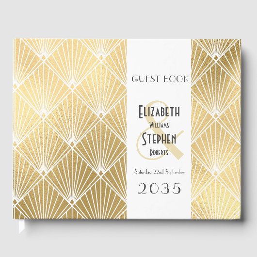 Elegant Gatsby Art Deco 1920's Gold Wedding Gastenboek (Voorkant)