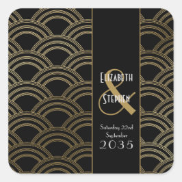 Elegant Gatsby Art Deco 1920's Gold Wedding Squa Vierkante Sticker