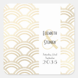 Elegant Gatsby Art Deco 1920's Gold Wedding Vierkante Sticker