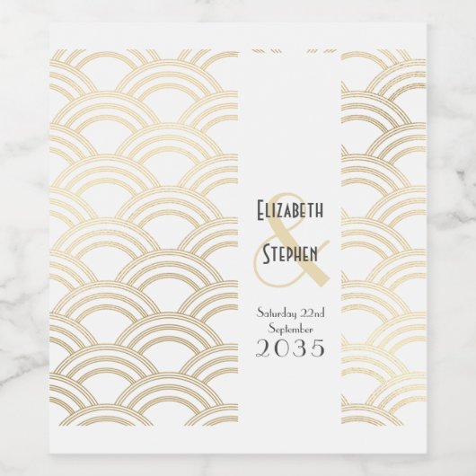 Elegant Gatsby Art Deco 1920's Gold Wedding Wijn Etiket (Enkel label)
