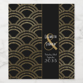 Elegant Gatsby Art Deco 1920's Gold Wedding Wine Wijn Etiket (Enkel label)