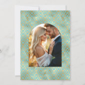 Elegant Gatsby Art Deco Blue & Gold Wedding Photo Kaart (Achterkant)