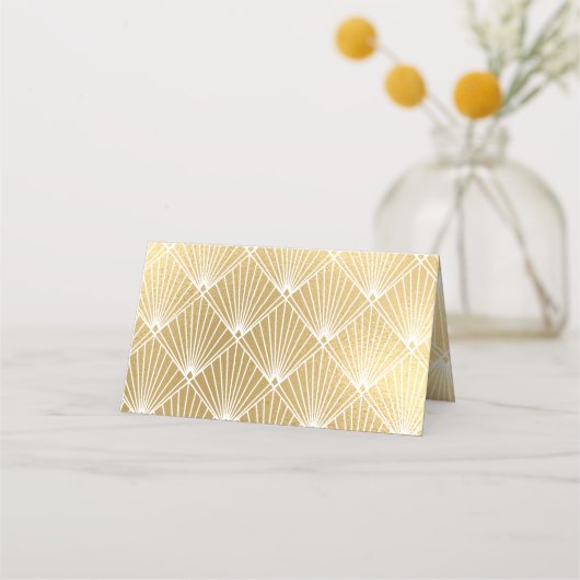 Elegant Gatsby Art Deco Gold Wedding Plaatskaartje (Achterkant)