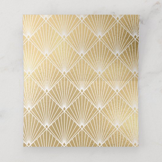 Elegant Gatsby Art Deco Gold Wedding Plaatskaartje (Binnenkant ongevouwen)