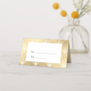 Elegant Gatsby Art Deco Gold Wedding Plaatskaartje