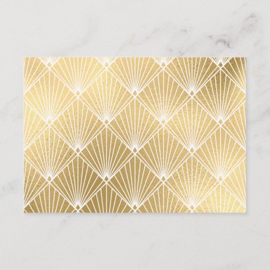 Elegant Gatsby Art Deco Gold Wedding Reception Informatiekaartje (Achterkant)