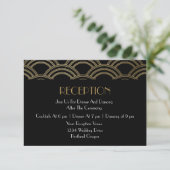 Elegant Gatsby Art Deco Gold Wedding Reception Informatiekaartje (Staand voorkant)