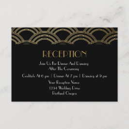 Elegant Gatsby Art Deco Gold Wedding Reception Informatiekaartje