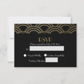 Elegant Gatsby Art Deco Gold Wedding RSVP (Voorkant)