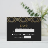 Elegant Gatsby Art Deco Gold Wedding RSVP (Staand voorkant)