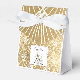 Elegant Gatsby Art Deco White & Gold Wedding Bedankdoosjes