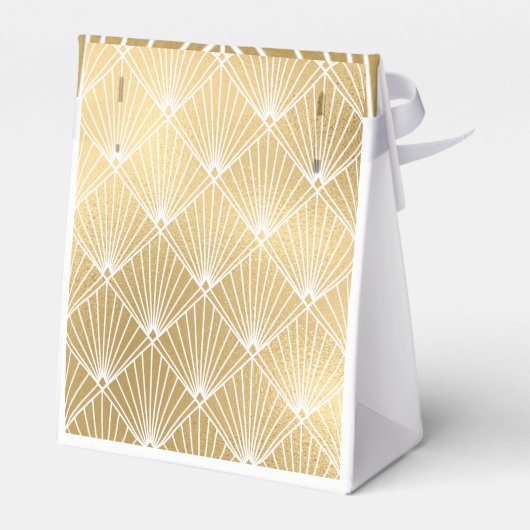 Elegant Gatsby Art Deco White & Gold Wedding Bedankdoosjes (Achterkant)
