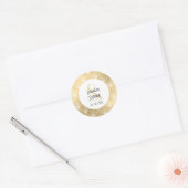 Elegant Gatsby Art Deco White & Gold Wedding Clas Ronde Sticker (Envelop)