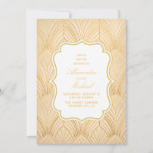 Elegant Gatsby Art Deco White & Gold Wedding Kaart (Voorkant)