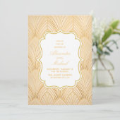 Elegant Gatsby Art Deco White & Gold Wedding Kaart (Staand voorkant)