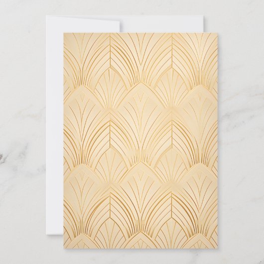 Elegant Gatsby Art Deco White & Gold Wedding Kaart (Achterkant)