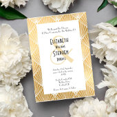 Elegant Gatsby Art Deco White & Gold Wedding Kaart