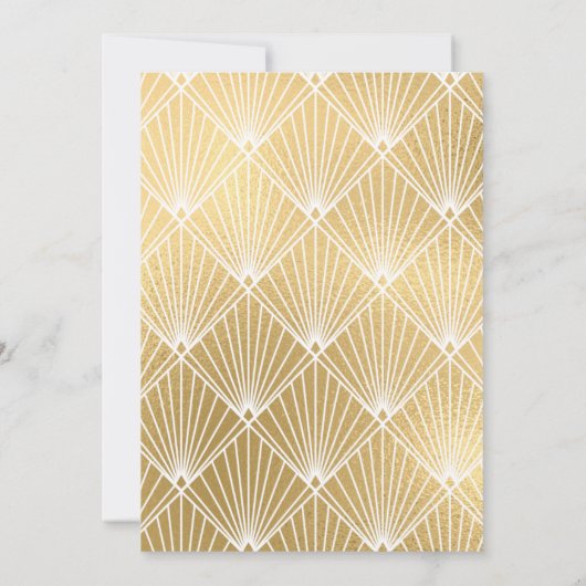 Elegant Gatsby Art Deco White & Gold Wedding Kaart (Achterkant)
