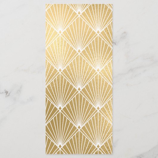 Elegant Gatsby Art Deco White & Gold Wedding Menu (Achterkant)