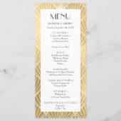Elegant Gatsby Art Deco White & Gold Wedding Menu (Voorkant)
