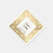 Elegant Gatsby Art Deco White & Gold Wedding Napk Servet (Hoek)
