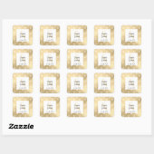 Elegant Gatsby Art Deco White & Gold Wedding Squar Vierkante Sticker (Vel)