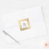 Elegant Gatsby Art Deco White & Gold Wedding Squar Vierkante Sticker (Envelop)