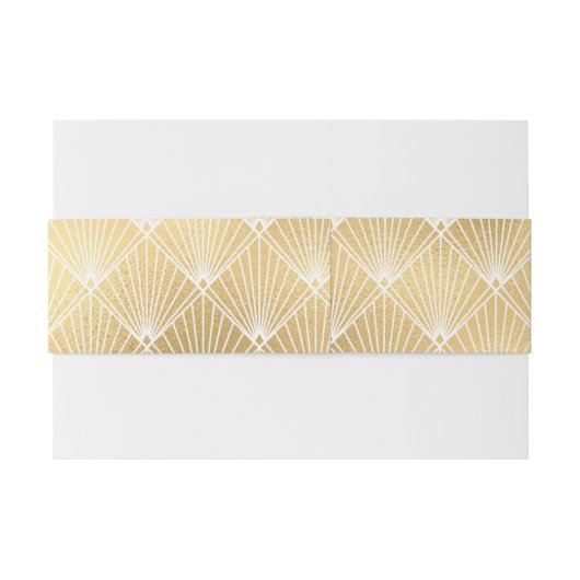 Elegant Gatsby Art Deco White & Gold Wedding Uitnodigingen Wikkel (Achterkant Voorbeeld)