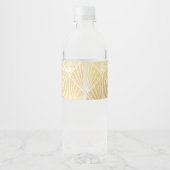 Elegant Gatsby Art Deco White & Gold Wedding Waterfles Etiket (Achterkant)