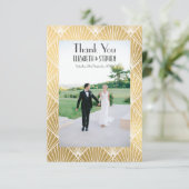 Elegant Gatsby Deco 1920 2 Foto Wedding Thankyou Bedankkaart (Staand voorkant)