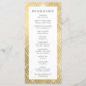 Elegant Gatsby Deco Witte & Gouden Huwelijksprogra Programmakaart (Achterkant)