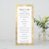 Elegant Gatsby Deco Witte & Gouden Huwelijksprogra Programmakaart (Staand voorkant)