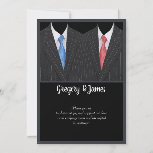 Elegant Gay Bruiloft Formal Suit & Stropdas Kaart (Voorkant)