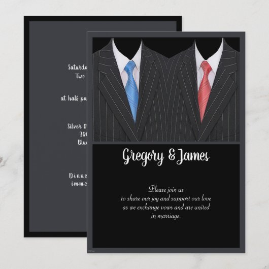 Elegant Gay Bruiloft Formal Suit & Stropdas Kaart (Voorkant / Achterkant)