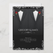 Elegant Gay Bruiloft Tuxedo Red Rose Kaart (Voorkant)