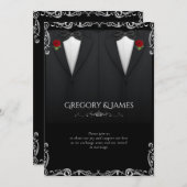 Elegant Gay Bruiloft Tuxedo Red Rose Kaart (Voorkant / Achterkant)