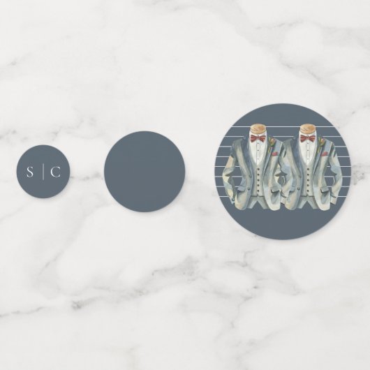 Elegant Gay Bruiloft Twee Grooms Kostuums Bow Stro Confetti (Achterkanten)