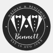 Elegant Gay Bruiloft Zwart Sticker (Voorkant)