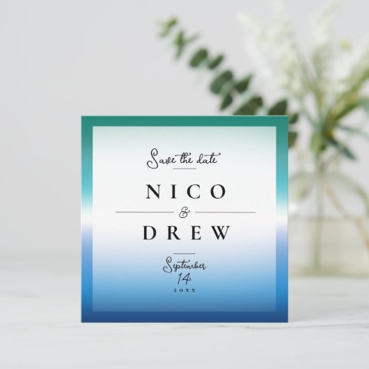 Elegant Gay Man Pride Bruiloft Save The Date (Staand voorkant)