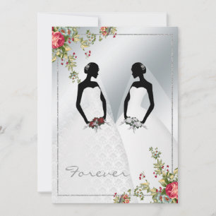 Elegant Gay Silver Damask Wedding Uitnodiging