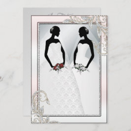 Elegant Gay Silver Wedding Invitation Kaart