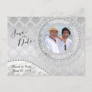 Elegant Gay Silver Wedding Save the Date Aankondigingskaart